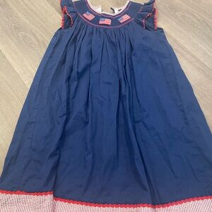 Girls Navy Blue Patriotic Sleeveless Dress